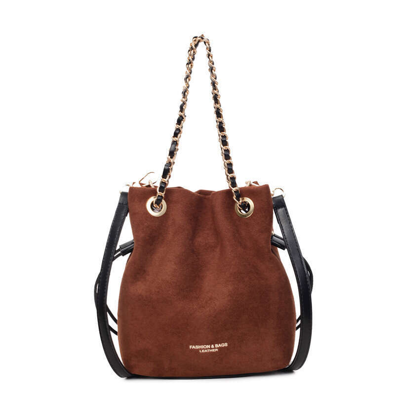 Women's Minimalist Drawstring Chain Bucket - Korean Inspired Fall Fashion