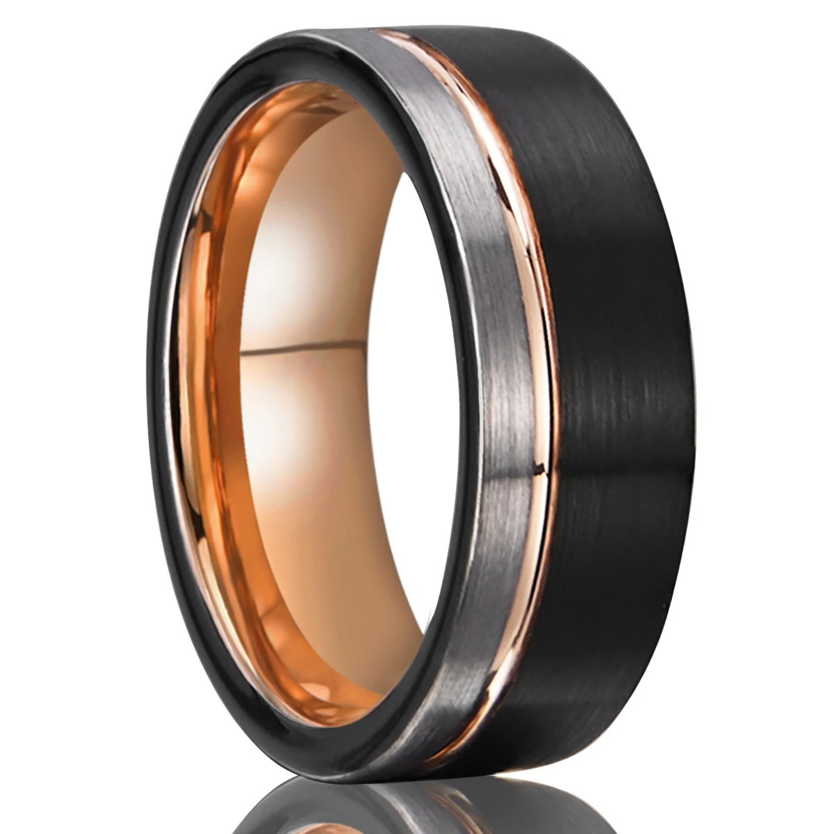 Tungsten Carbide Rings Men Women 8mm Classic Fashion Rose Golden Fluted Hammered Wedding Rings for Couples Dating Anniversary 251224