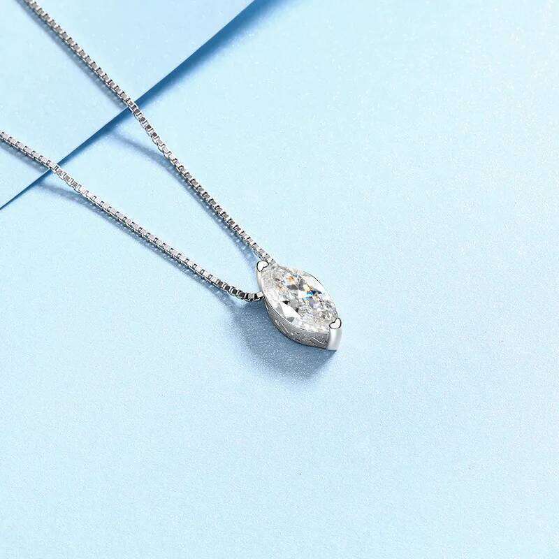 1CT Marquise Moissanite Pendant Neckalce 925 Sterling Silver Plated Gold Water Drop Diamond Necklaces with Gra for Women Daily cc5