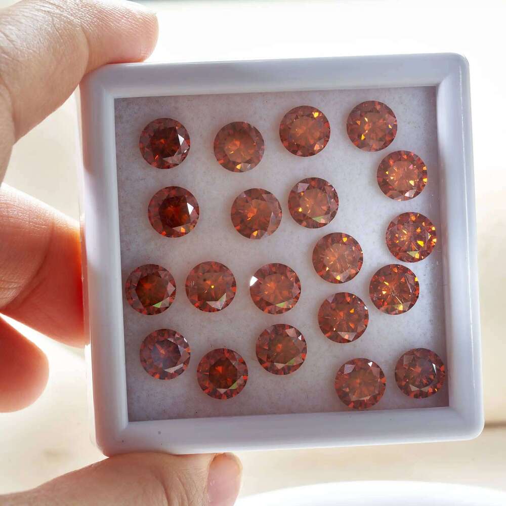 Orange lab Moissanite Loose Stones VVS1 0.5ct-5.0ct Round Cut shape real moissanite Pass Diamond Test For DIY silver jewelry 7d9