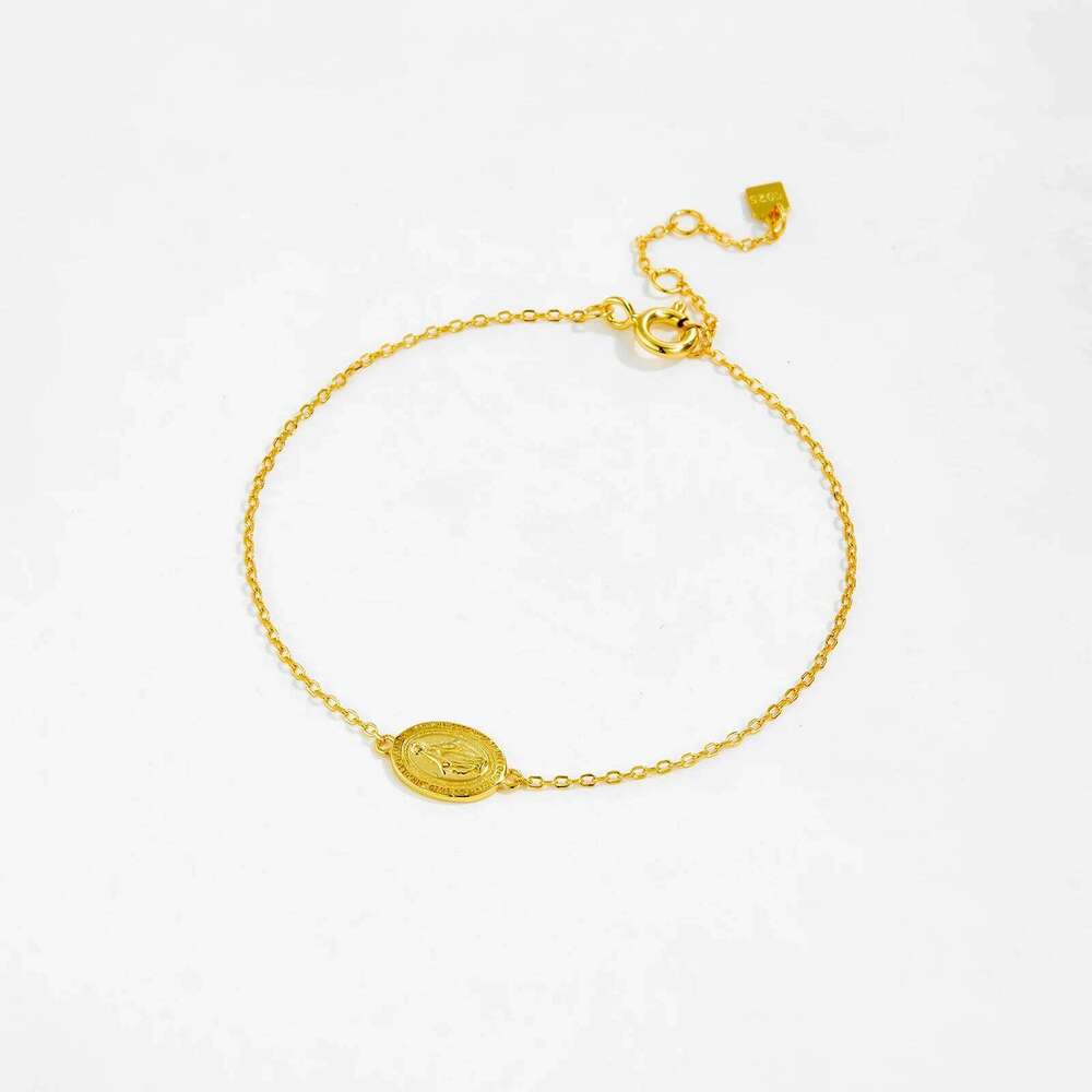 VEWANT Women 925 Sterling Silver Virgin Mary Charm Chain Bracelet Plain 2024 Party Simple Dainty Birthday Gift Jewels 25H1229