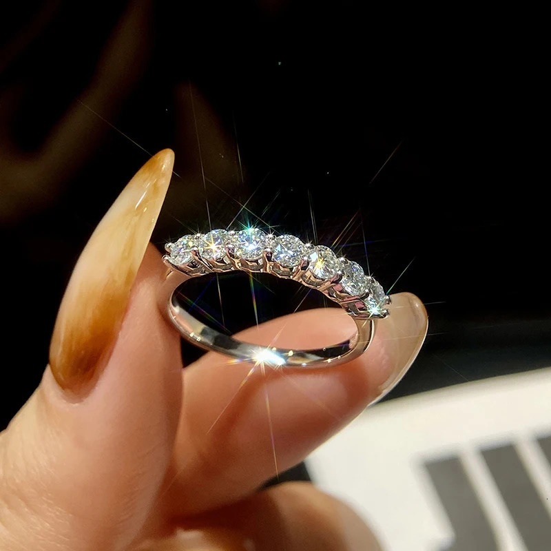 KNB Real Ring 925 Sterling Silver Diamond Band Engagement Wedding Rings for Women Quality Jewelry 251225