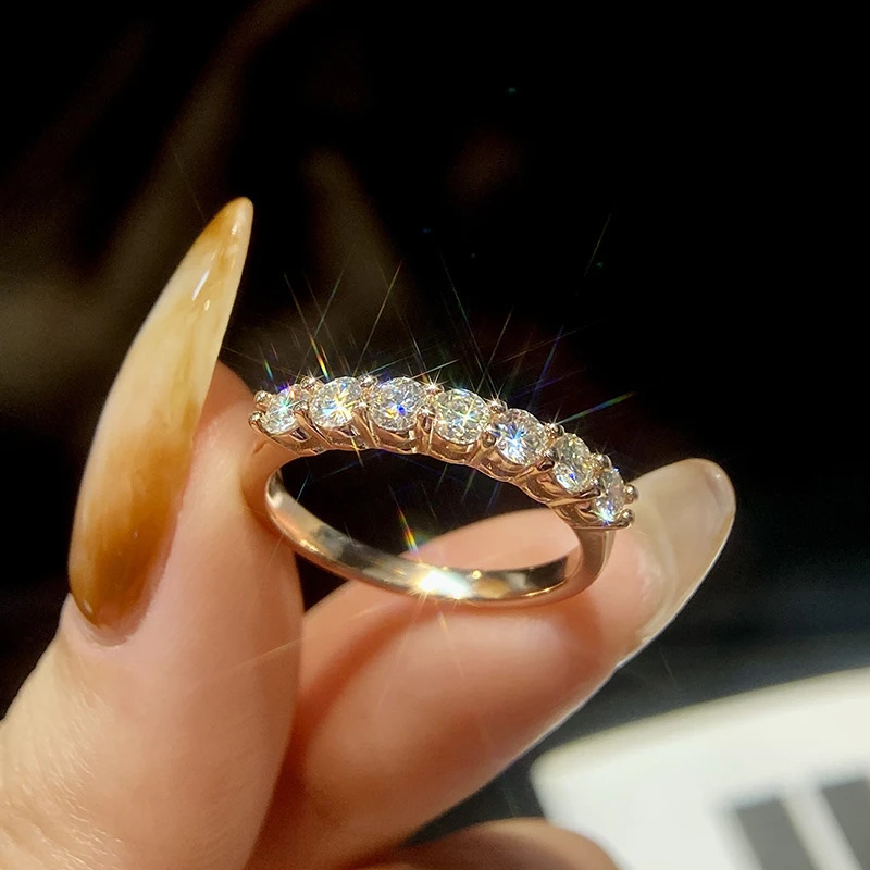 KNB Real Ring 925 Sterling Silver Diamond Band Engagement Wedding Rings for Women Quality Jewelry 251225