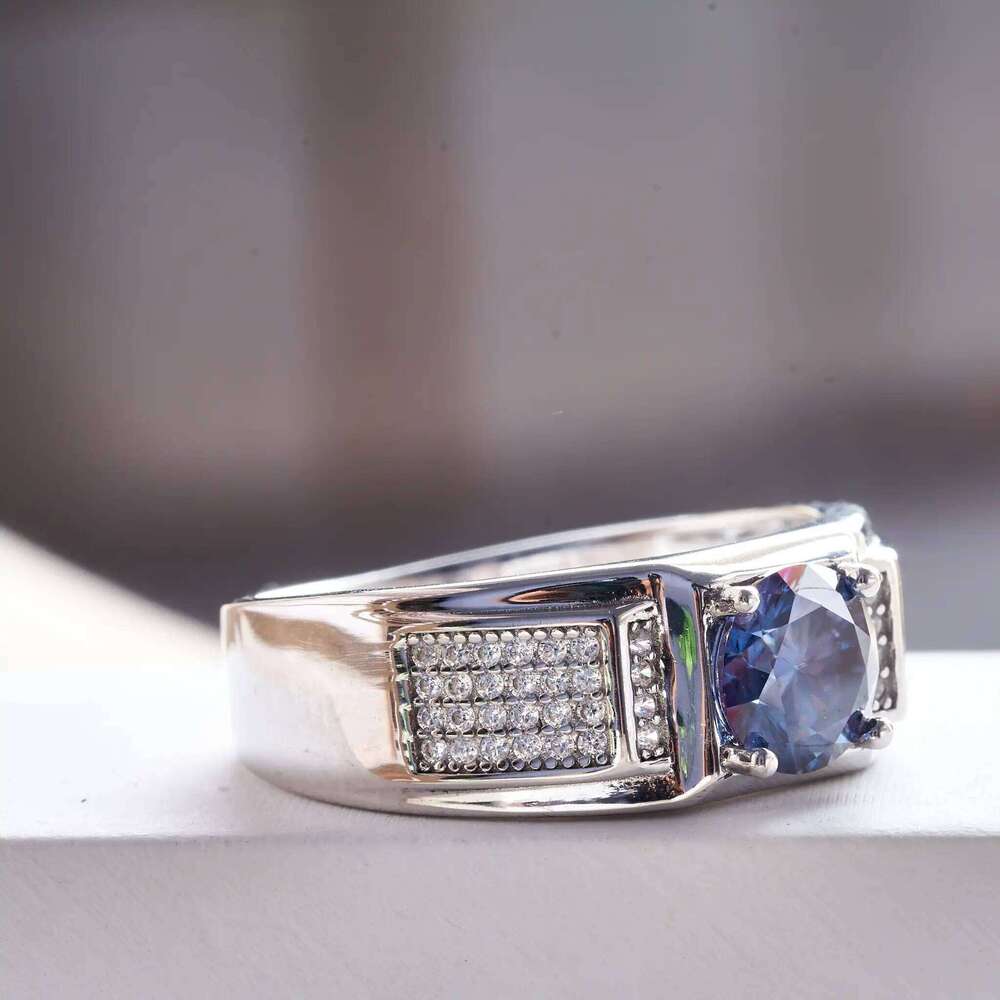1 Ct 6.5mm moissantie ring for charm lady with violet color moissanite stone 925 sterling silver female fine finger Jewerly 509