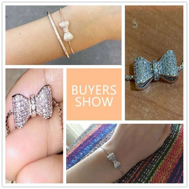 ZAKOL Fashion Bow Zirconia Crystal Adjustable Bracelet & Bangle for Women Brilliant CZ Party Jewelry