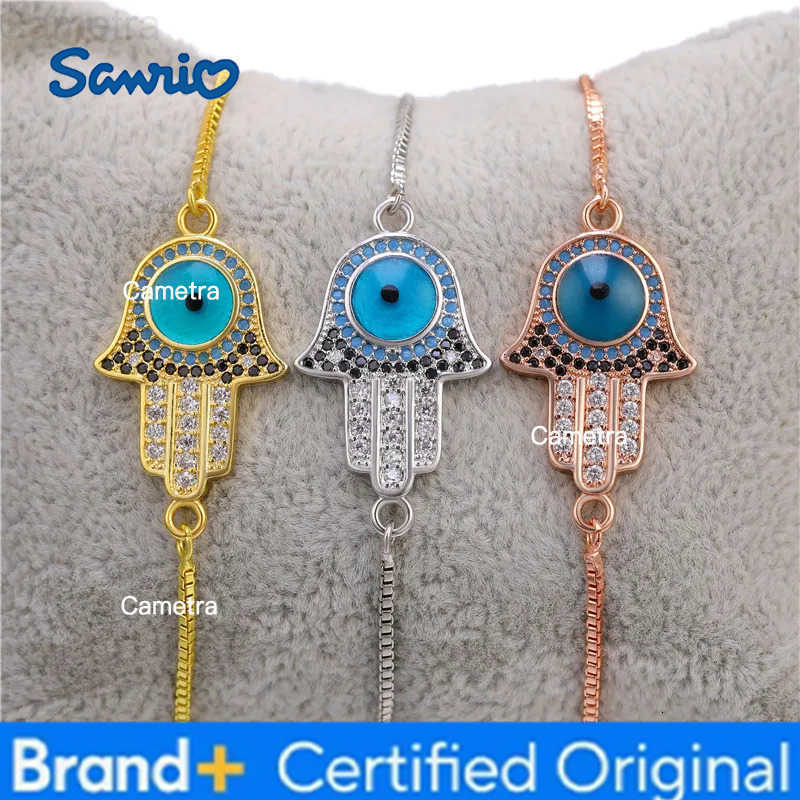 Sanrio Juya New Design Women Christmas Gift Jewelry Micro Pave Zircon Floating Hello Cat Connector Charms Adjustable Chains Bracelets H251229