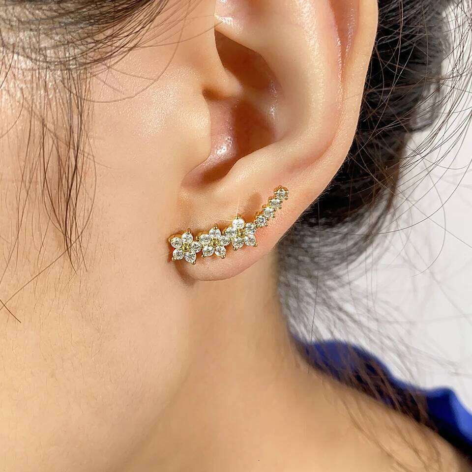 ZAKOL Exquisite Shiny Zircon Mini Flowers Stud Earrings for Women Sweet Female Pierced Ear Accessories Party Jewelry