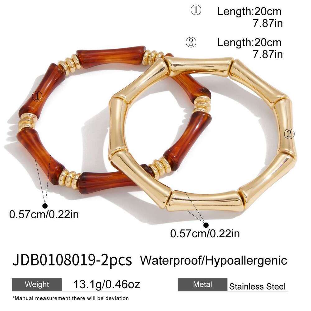 Bracelet For Women Autumn Winter UV Gold-Plated Bamboo Joint Bracelet, Resin Acrylic High-End Feel Niche Jewelry