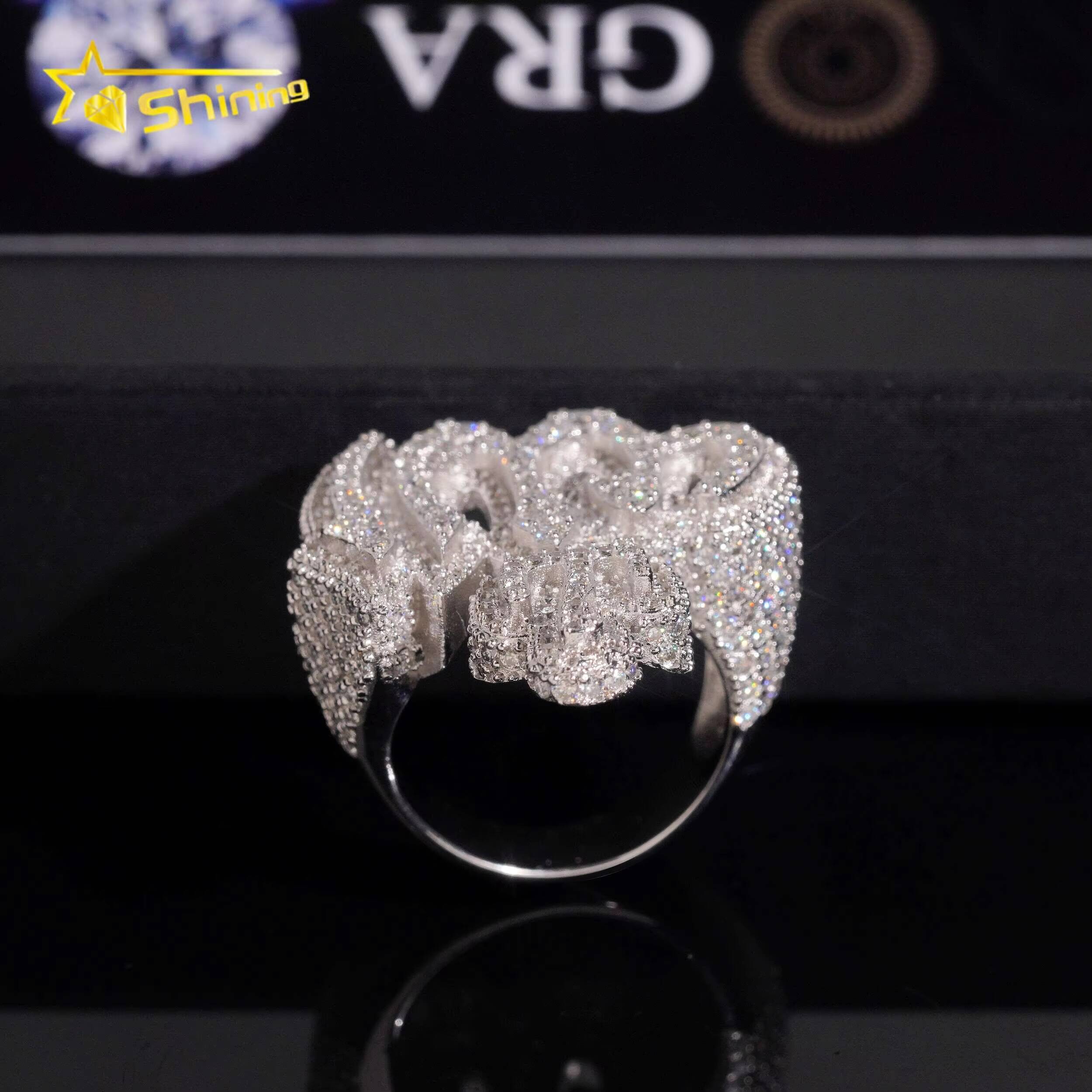 Hot Sale Design Moissanite Mens Ring Pass Diamond Test S925 Gold Plated Hip Hop Iced Out Ring
