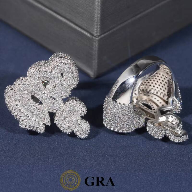 Elegant Mens S925 Sterling Silver Wedding Fashionable GRA Certificate D Color Classic Hip Hop Style Moissanite Ring