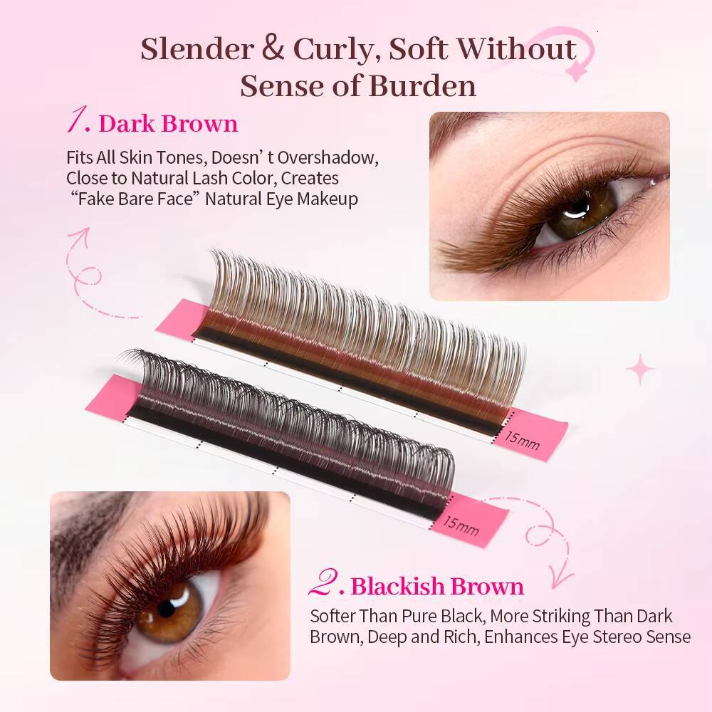 Velvet Matte Dark Black Drown Blank Eyelash Extension Volume Lash Extension Supplies Custom Individual d curl lash clusters