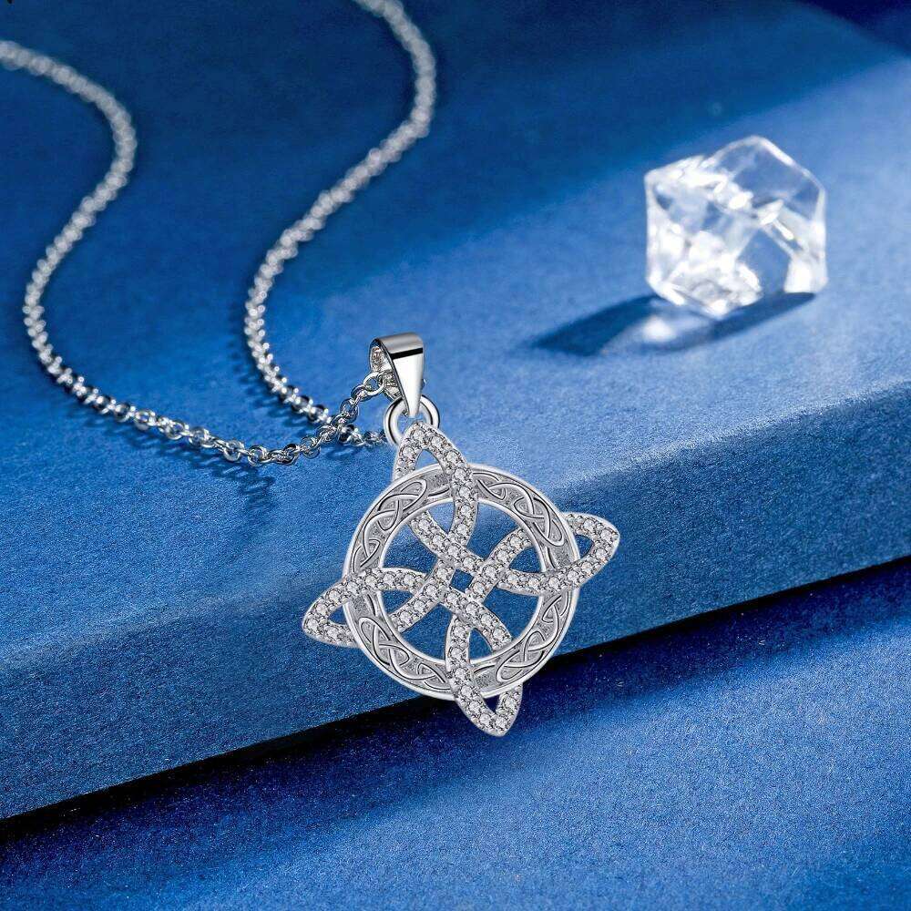 925 Thai Silver Witch Knot Zirconia for Women Witchcraft Good Luck Amulet CZ Chain Bracelet Wicca Protection Jewelry 25H1229