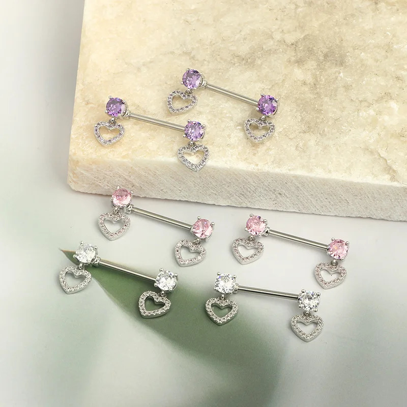 1Pair Stainless Steel Pink Nipple Piercing Jewelry Heart Wings Niplple Barbell Moon Devil Nipple Rings Body Piercing Pezon Mujer 251224