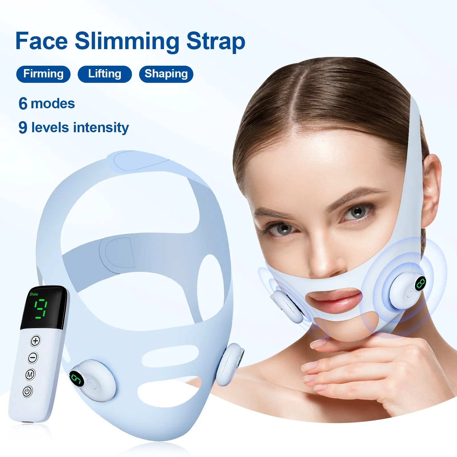 V Line Face Slimming Strap Facial EMS Lifting Machine Microcurrent Face Massager Low Frequency Pulse Chin Cheek Lift Up Belt 251222