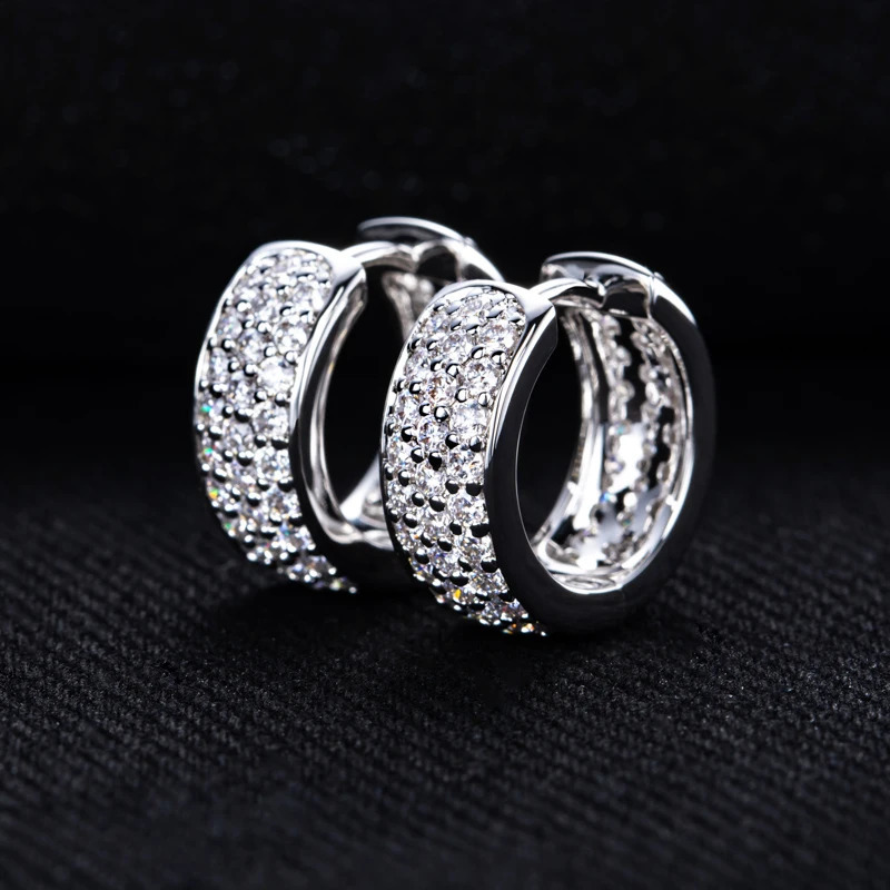 MossanRappr 14cttw Iced Out Hoop Earrings 14K Gold Plated Hip Hop Earring Fashion Jewelry Gifts for Men Women 251224