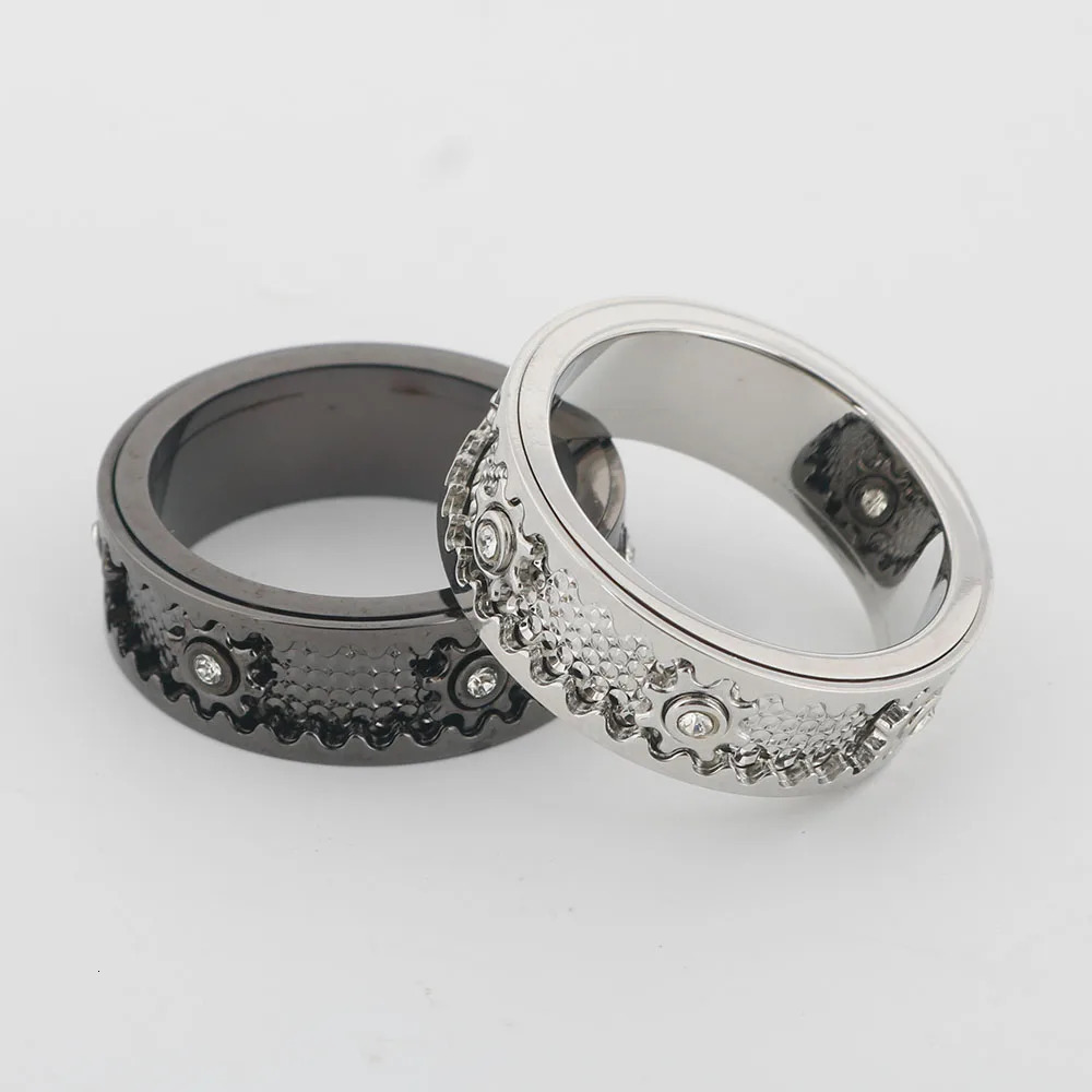 CNC Set Drill Gear Rotating Ring For Men And Women Couples Anxiety Relief Mechanical Rings 251224