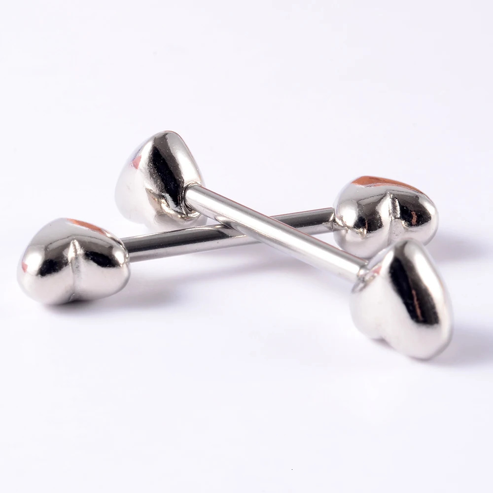 Pair 361L Steel Nipple Barbell Ring Love Heart Shape Nipple Ring Nipple Shield 14G Tongue Piercing Body Jewelry 251224