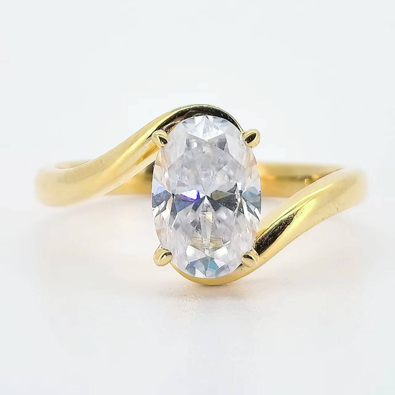 Luxury Fine Jewelry Rings 925 Sterling Silver Classic Oval Ellipse Moissanite Ring for Woman