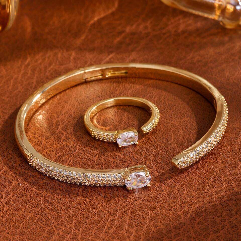 ZAKOL New Original Design Large Zircon Inlaid Open Bracelet Ring Trendy Fashion Valentine's Day Jewelry Gifts