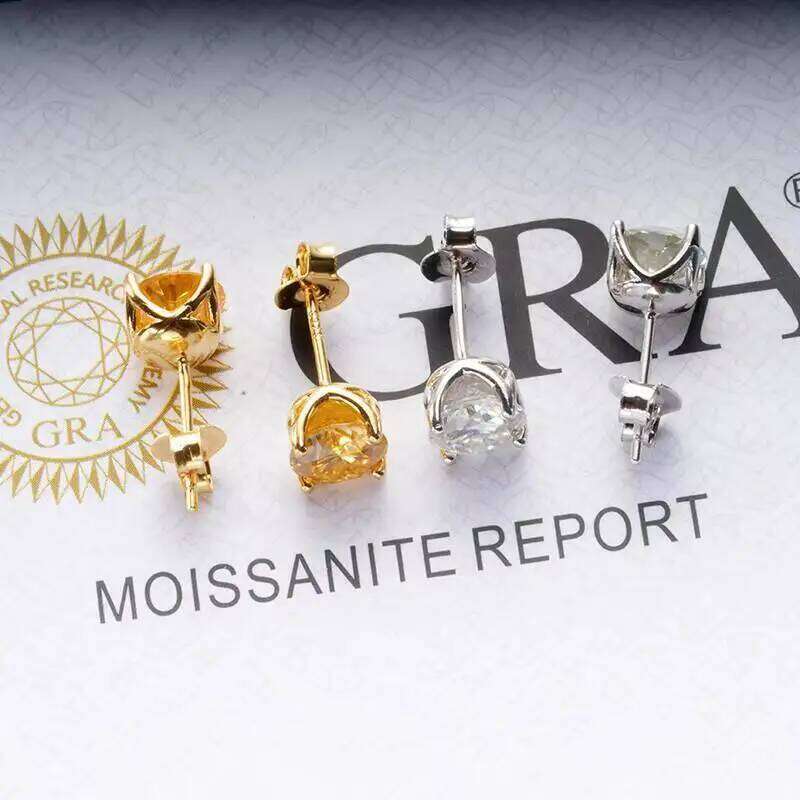 2CTTW Colorful Moissanite Ear-studs S925 Sterling Silver Earrings For Women Men Unisex Sparkling Luxury Fine Jewelry GRA certifi 3bb
