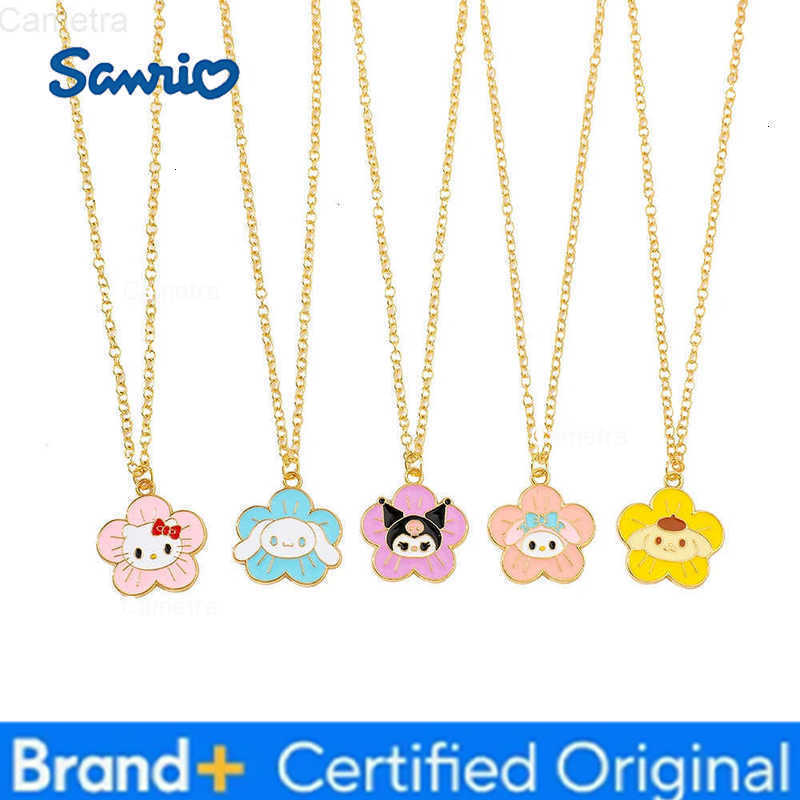 Sanrio Flower Pom Purin Cinnamoroll Melody Kuromi Cartoon Pendant Necklace Clavicle Chain for Male Female Students H251229