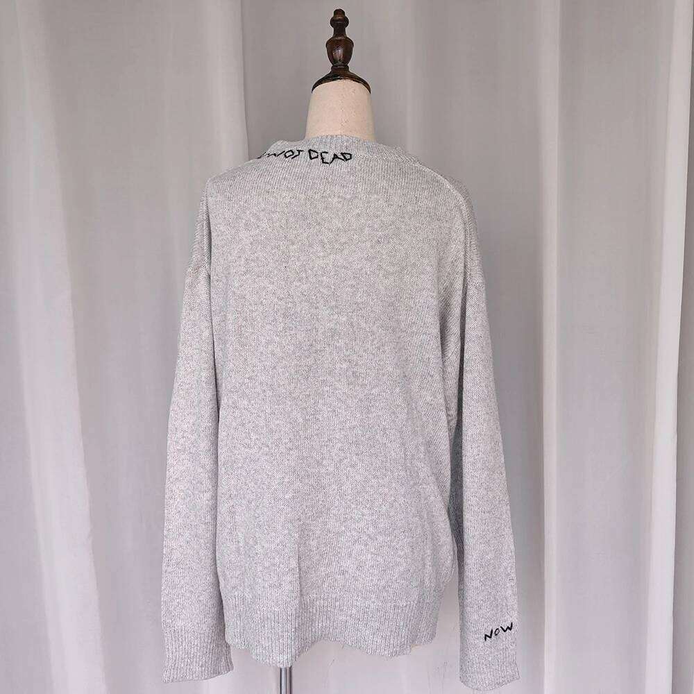 Rowan M524 Letter Jacquard Knit Pullover Winter O-Neck Long Sleeve Female Sweater Classic Casual Cozy Lady Top