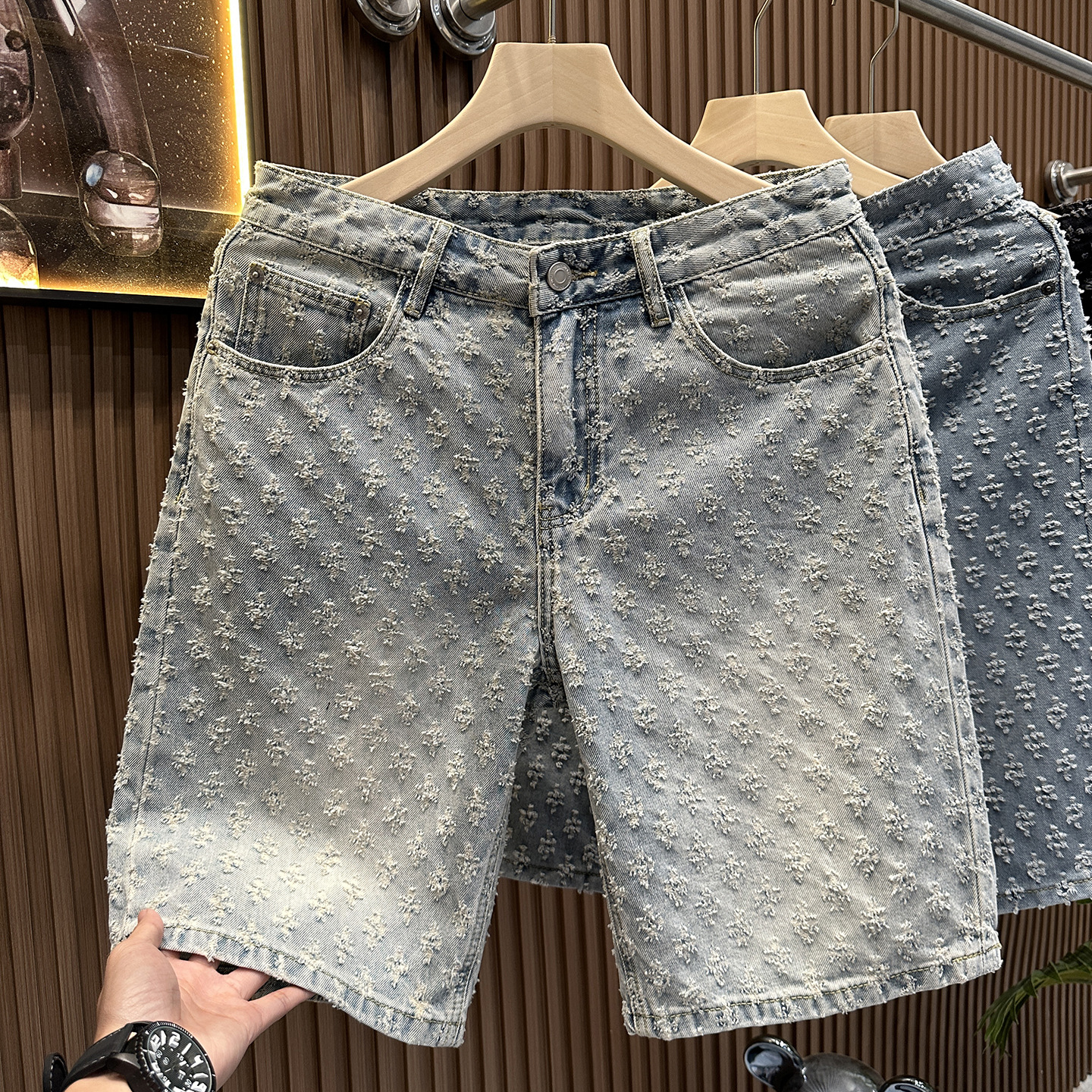 2026 Fashion Print Denim Shorts Mens Trendy Shorts Summer New Design straight-Leg Shorts Free Shipping