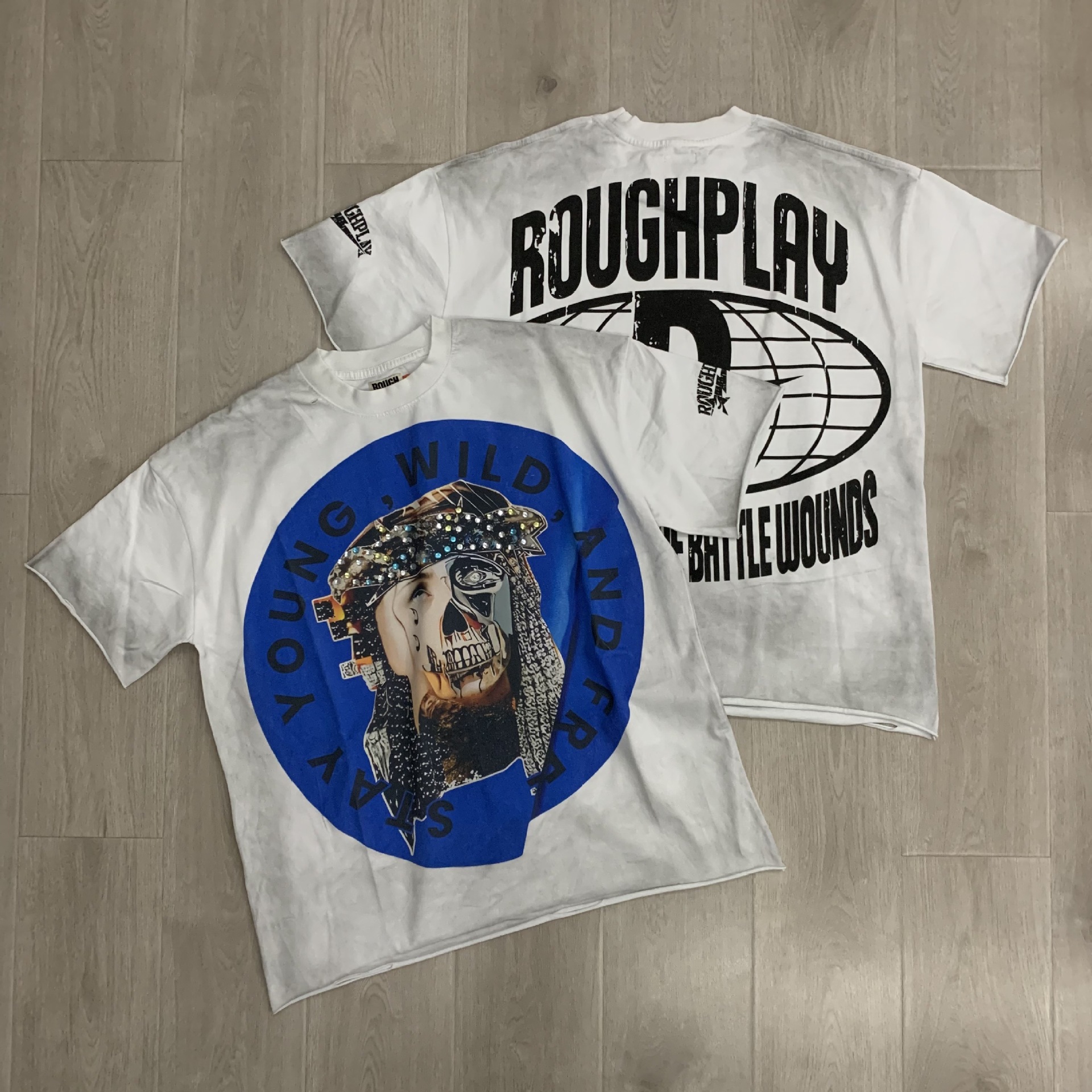 Men's T-Shirts Real Pictures High Quality Roughplay T Shirt All-match Men Women Hip-hop Streetwear Short Sleeve Tee Rock Youth Washed Series For 