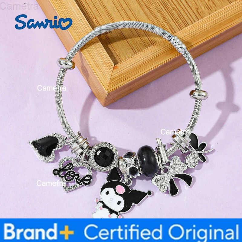Sanrio Beaded Bracelet Kuromi Pendant Heart Shaped Hollow Rhinestone Pendant DIY Bracelet Suitable as a Gift for Kuromi Fans H2512291