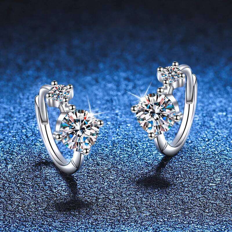 Full Moissanite Hoop Earrings 925 Sterling Silver with 18K Gold Plated Wedding Luxury Jewelry Gift Passed Diamond Tester db3