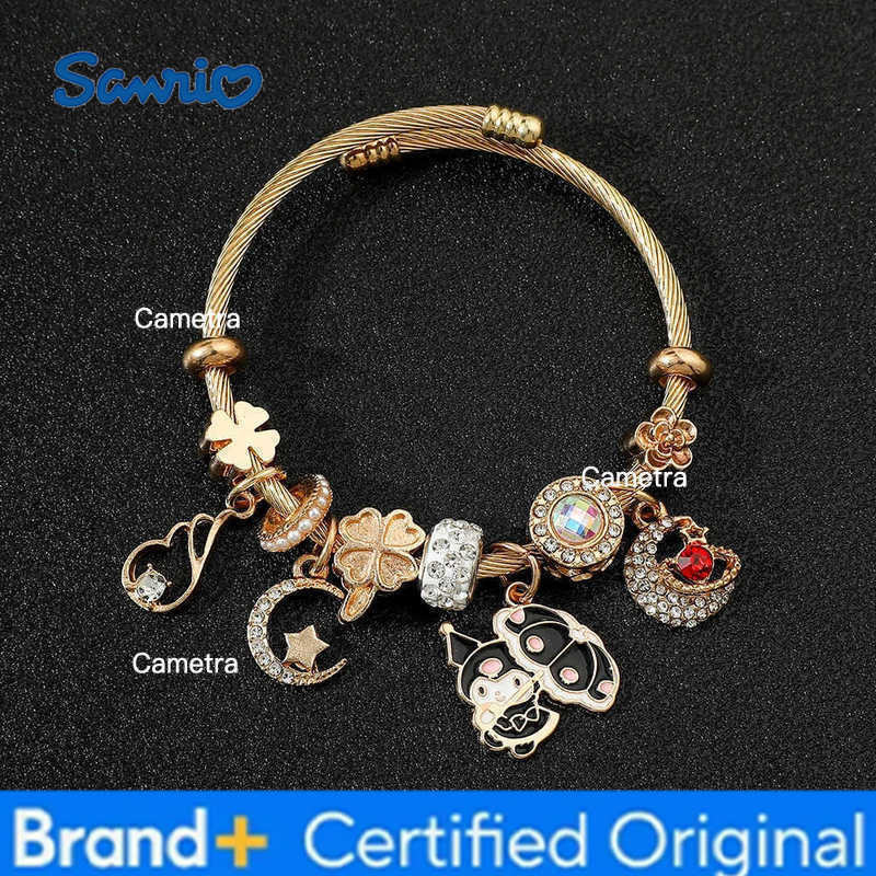 Sanrio Hello Kitty Bracelet for Girl Kawaii Anime Accessories Crystal Adjustable Bracelet Cute Student Christmas Gifts New H251229
