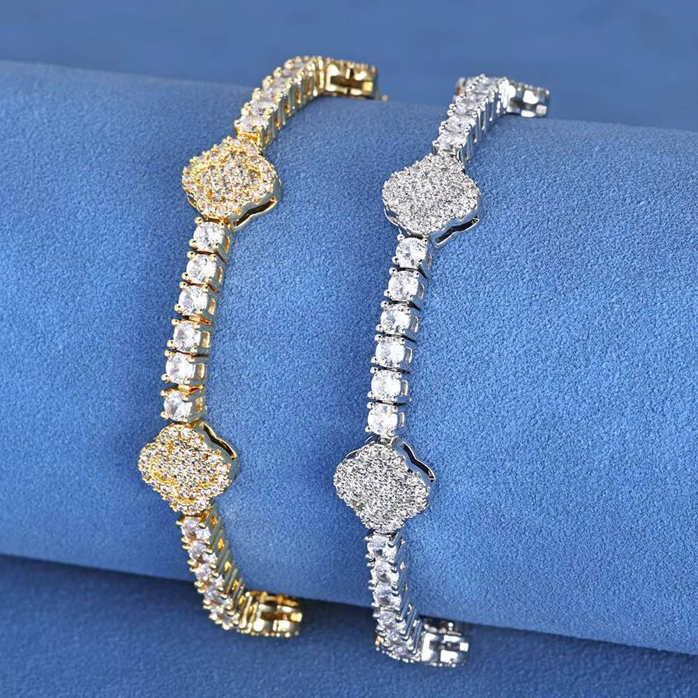 Manufacturer Wholesale 35mm Fine Jewelry HipHop 925 Sterling Silver Bracelets Moissanite Fine Luxury Women Men Tennis Bracelets