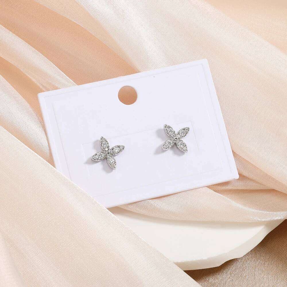 ZAKOL Luxury X Flower Zirconia Stud Earrings For Women Girls Gold Color Metal Crystal Ears Jewelry Wedding Festival Gifts