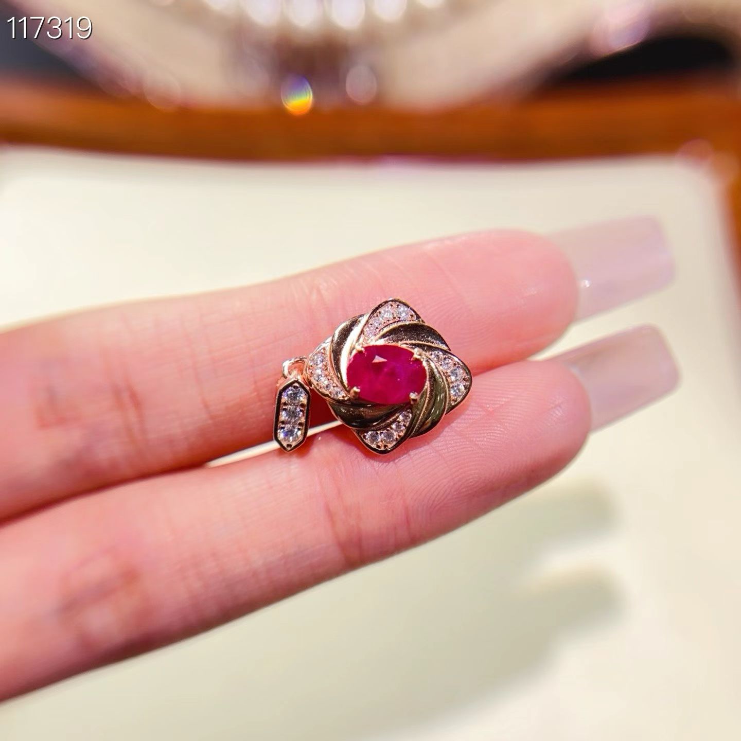 Classic design natural ruby pendant with certificate 925 silver necklace 6mm*8mm 1ct genuine ruby silver jewelry