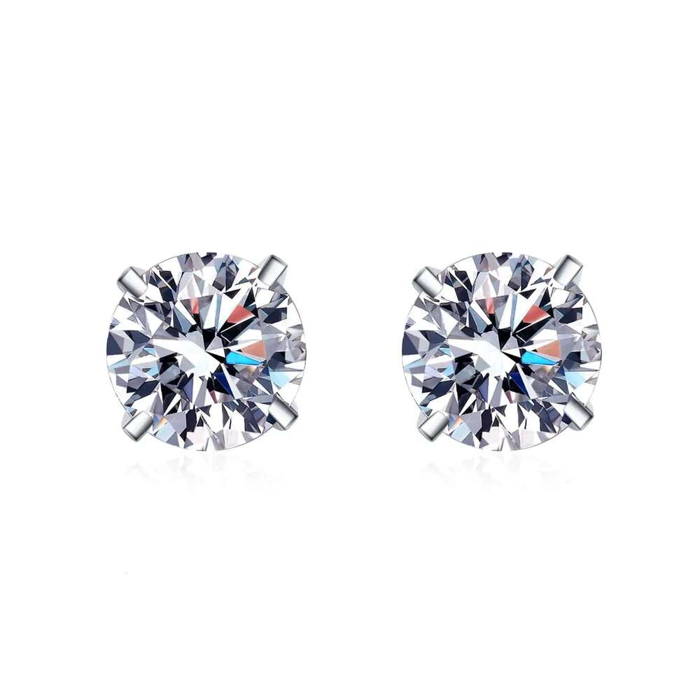 18K Gold Inlaid Square Paired with 0.2 -2 Ct Moissanite Diamond Earrings, Simple and Stylish Earrings 89a