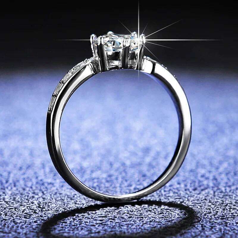 18K gold set 1-Ct D-color moissanite princess crown diamond PT950 platinum ring, fashion gift 592