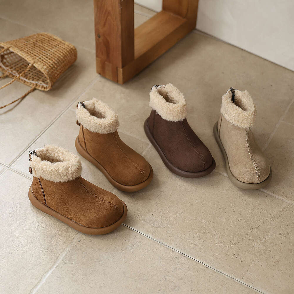 INS French Retro Birken 2025 Autumn Winter New Korean Style Girls' Fleece Short Boots Boys' Furry Cotton Shoes