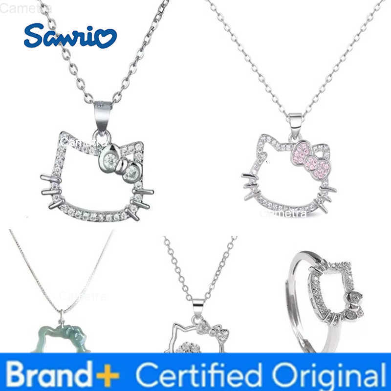 Sanrio Fashion Cartoon Kitty Cat Necklace Rhinestone Decoration Sweet Girl Student Best Friend Collar Chain Sweater Chain Jewelry H251229