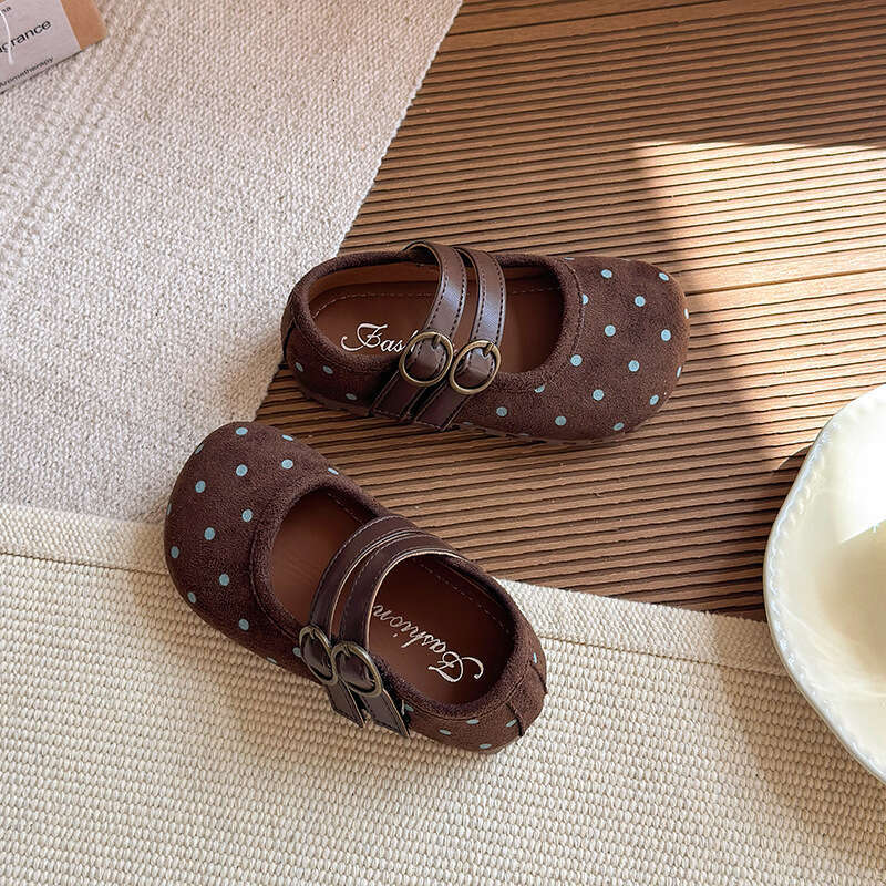 Children's Mori Style Polka Dot Leather 2025 Spring and Autumn New Korean Version Girls' Shallow Princess Shoes Soft Sole Flats