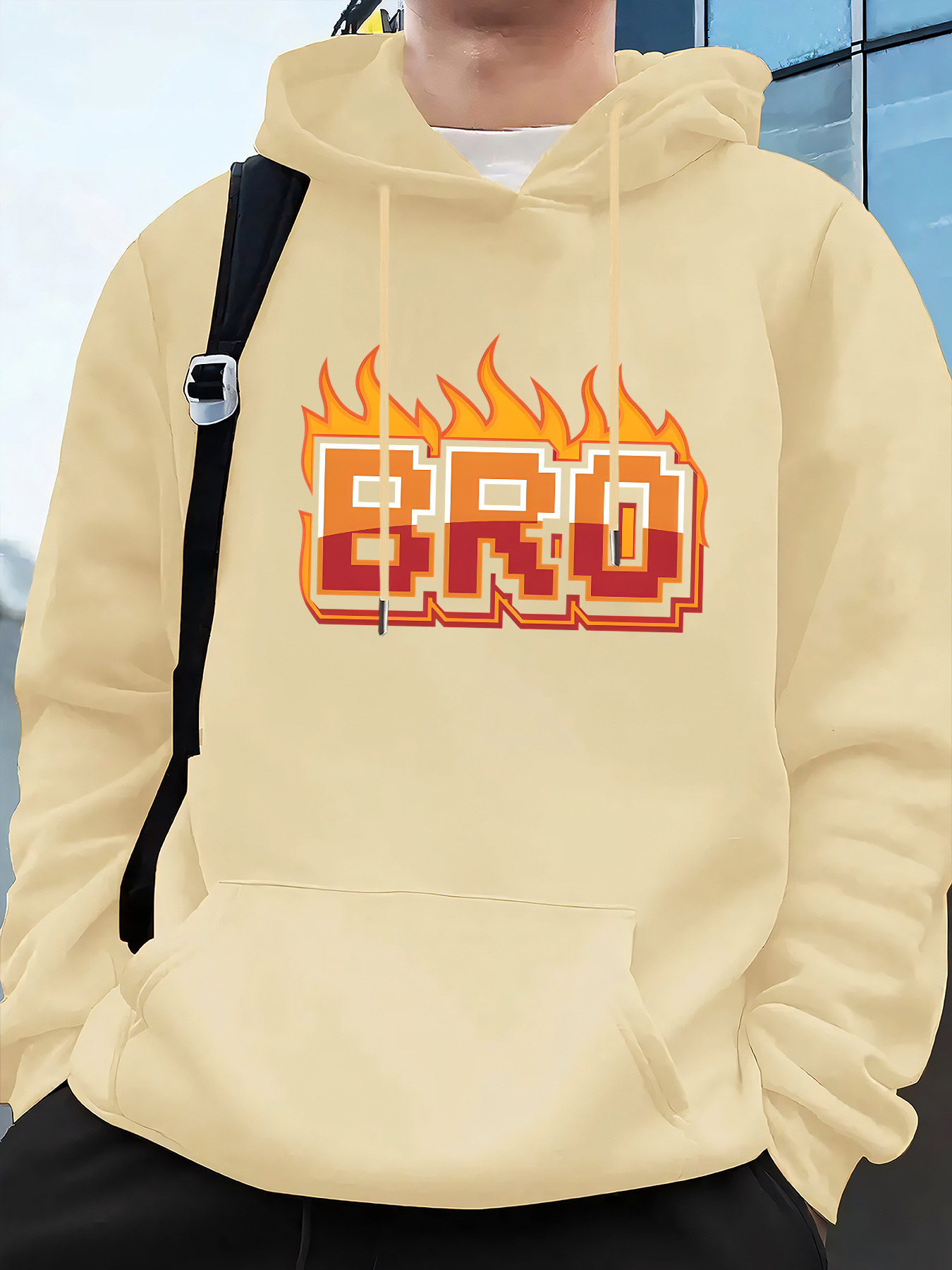 Men's Streetwear Hooded with Kangaroo Pocket & Drawstring Hood Casual Pullover, Machine Washable - Comfortable Hoodie for Men