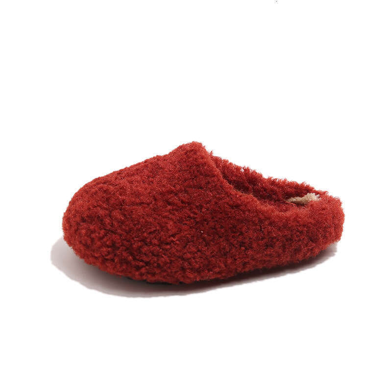 INS French Style Closed-Toe Cotton 2025 Winter New Korean Version Girls Slip-On Fleece-Lined Warm Furry Slippers