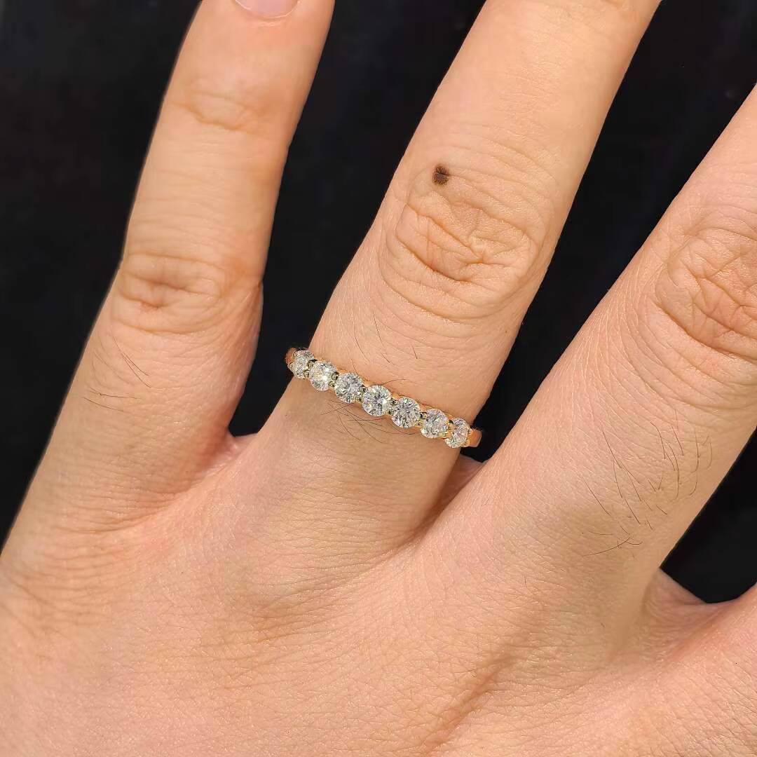 Classic Oval Cut Half Setting Eternity Ring S925 18K Gold Moissanite Rings GRA Certified VVS D Color Moissanite Ring