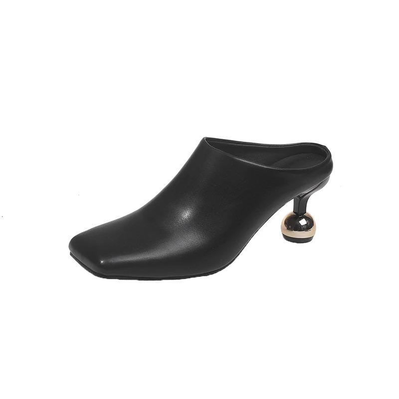 White Sheepskin Square Head Womens Slipper Baotou Textured Elegant Casual Simple Sense of Classic Wine Glass Heels 251222