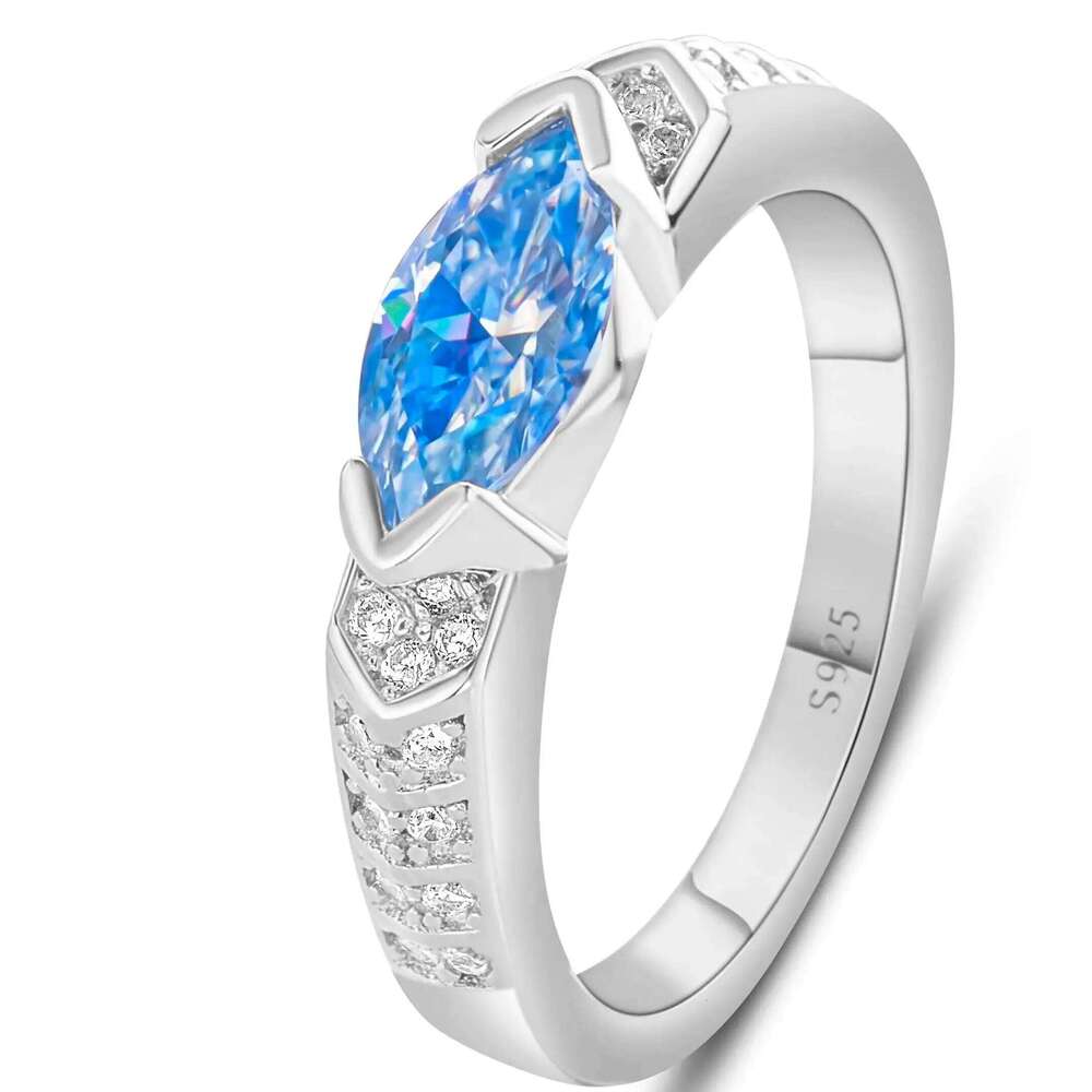 1ct marquise shaped moissanite ring for charm lady S925 Sterling Silver 18k Gold Plated Wedding Band Promise Diamond Rings 88e