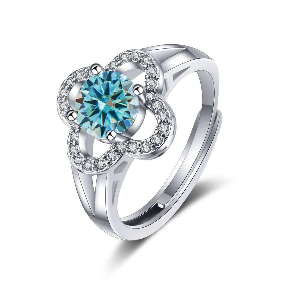 1 Ct Trend moissanite ring for charm lady silver jewelry lab Diamond Rings Sterling 925 Silver Wedding Band 33d