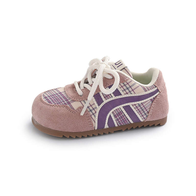 INS Retro German Training 2025 Spring and Autumn New Korean Style Girls' Plaid Forrest Gump Shoes Boys' Soft Sole Sneakers