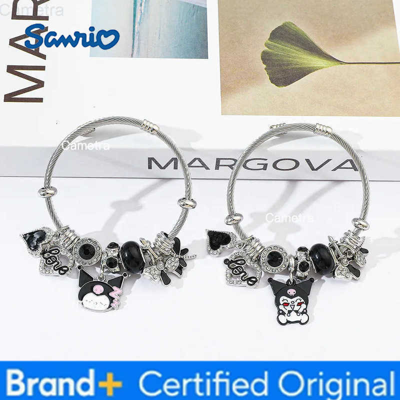 Sanrio Beaded Bracelet Kuromi Pendant Heart Shaped Hollow Rhinestone Pendant DIY Bracelet Suitable as a Gift for Kuromi Fans H251229