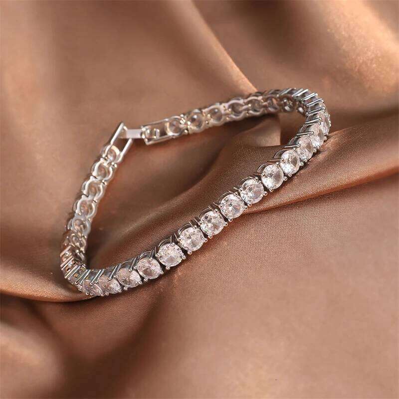 ZAKOL Classic 5mm/17.5cm Round AAA Cubic Zirconia Tennis Shiny Clear CZ Wedding Party Bracelet Valentine's Day Gift