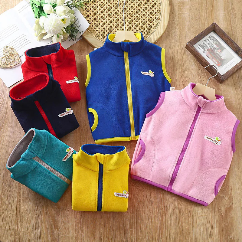 Childrens clothing fall and winter shaker vest boys girls sleeveless cardigan thickened padded warm solid color zipper 251215