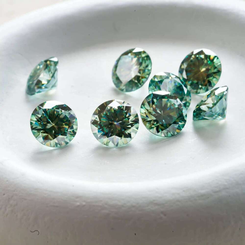0.1-5CT bluegreen Color moissanite VVS1 3EX Cut Light Blue Green color Moissanite Loose Stone Certified GRA DIY silver Jewelry a93
